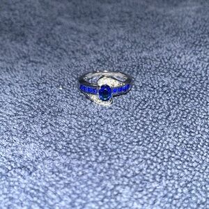 Silver ring with blue stones